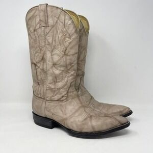 VTG El Potrero Cowboy‎ Boots Mens 9EE Beige Leather Pointed Toe Made in Mexico